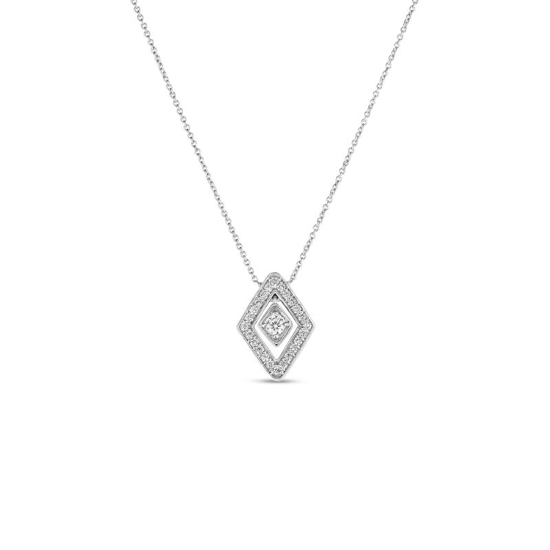 Roberto Coin 18K White Gold Rhodium Plated Lozenge Diamond Pendant