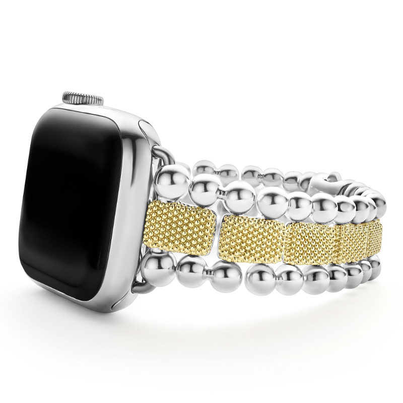 Lagos Sterling Silver And 18K Yellow Gold Smart Caviar Caviar Beaded Watch Bracelet