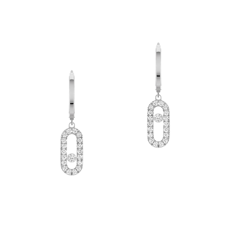 Messika 18K White Gold Rhodium Plated Move Uno Oval Drop Earrings