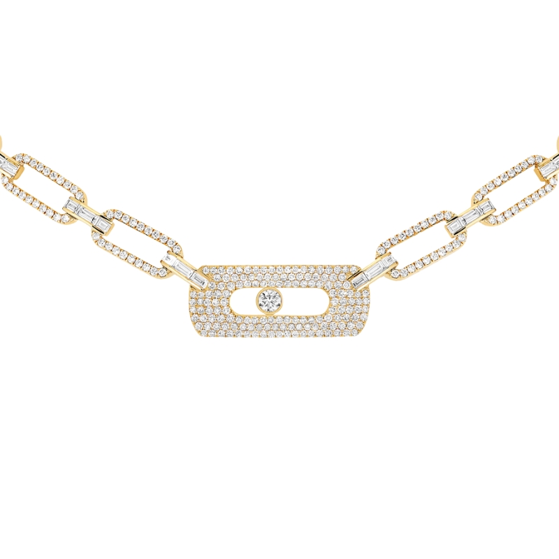 Messika 18K Yellow Gold Move Link Full Pave Curb Necklace