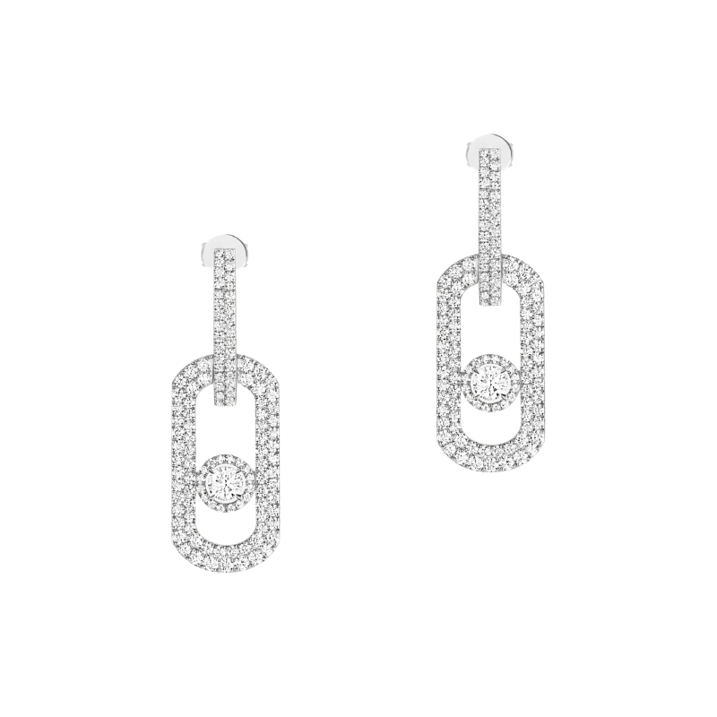 Messika 18K White Gold Rhodium Plated So Move Open Diamond Pave Drop Earrings