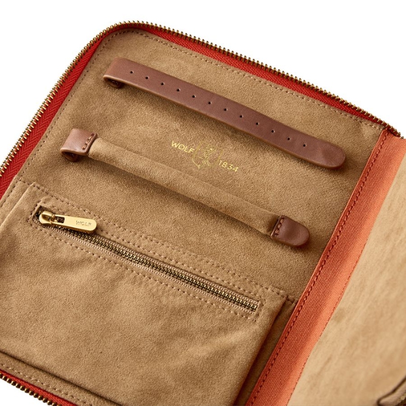 Wolf 1834 Orange Ida Travel Zip Jewelry Portfolio Zip Jewelry