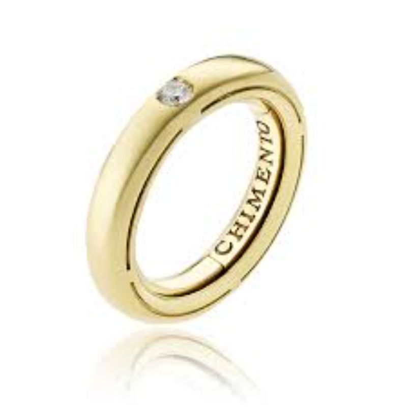 Chimento 18k yellow gold stack ring with a round diamond weighing 0.07 carat total weight