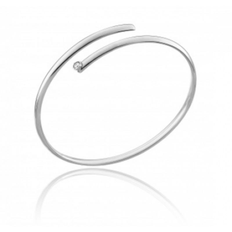 Chimento 18k white gold rhodium plated Bamboo Diamond cuff bracelet with a diamond weighing 0.07 carat total weight