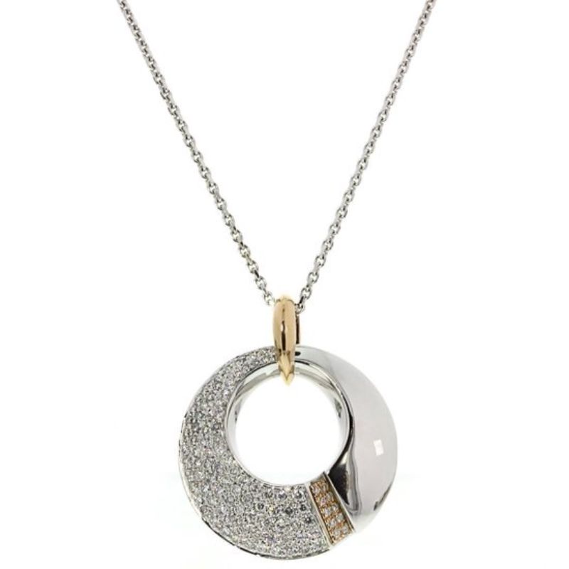 Chimento 18k white gold and rose gold rhodium plated pave diamond pendant necklace weighing 0.79 carat total weight