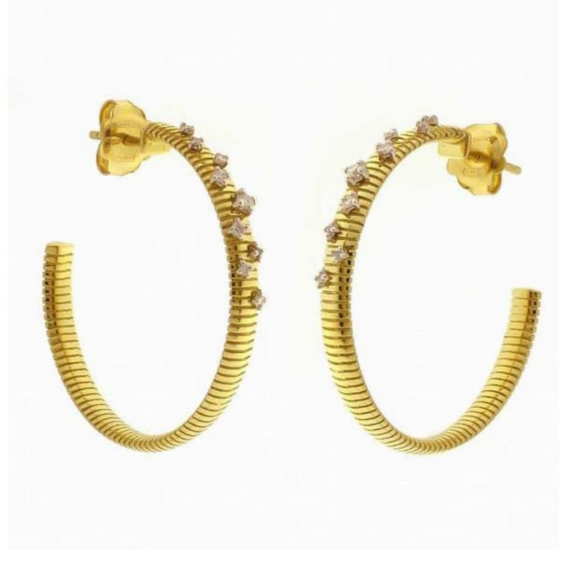 Chimento 18k yellow gold Stardust hoop earrings with diamonds weighing 0.21 carat total weight