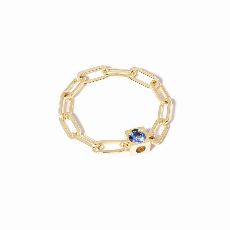 18K Yellow Gold Le Cube Diamant Chain Ring