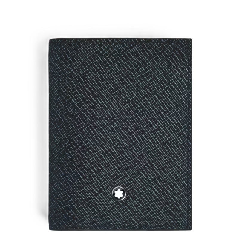 Montblanc Sartorial 10X75X110Mm Tweed Blue Leather Card Holder With 4 Credit Card Slots