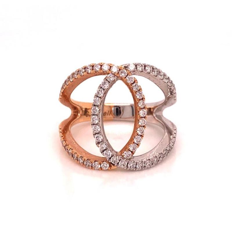18K White Gold Rhodium Plated With 18K Rose Gold Precious Pastel "C" Ring