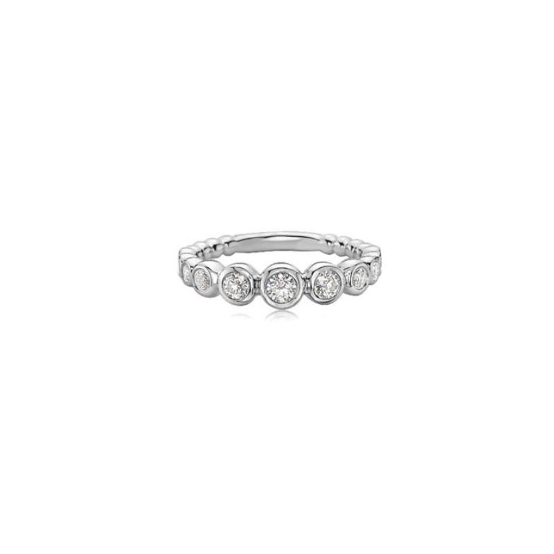 18K White Gold Rhodium Plated Bubble Taper Stacking Ring
