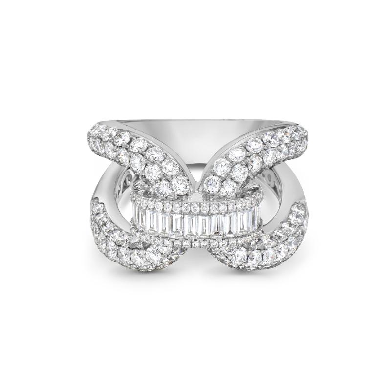 18K White Gold Rhodium Plated Diamond Bridge Ring