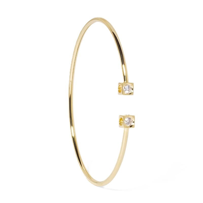 18K Yellow Gold Le Cube Diamant Medium Flex Cuff Bracelet
