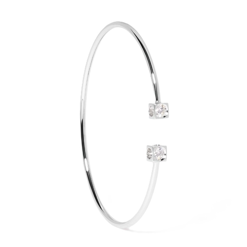 18K White Gold Le Cube Diamant Medium Flex Cuff Bracelet