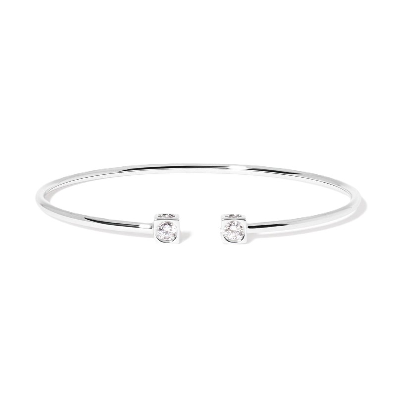 18K White Gold Le Cube Diamant Medium Flex Cuff Bracelet