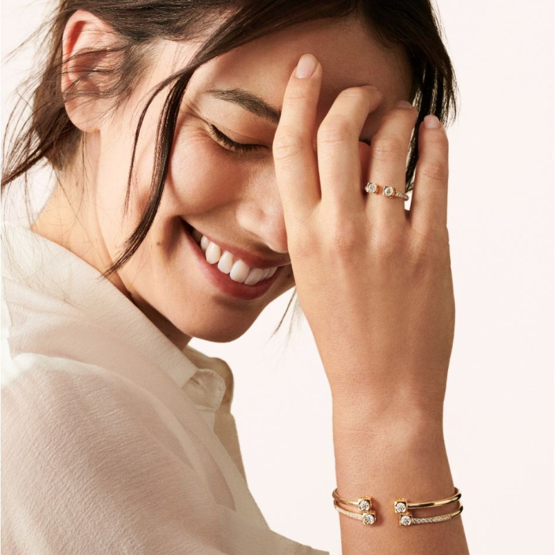 18K Yellow Gold Le Cube Diamant Large Flex Cuff Bracelet