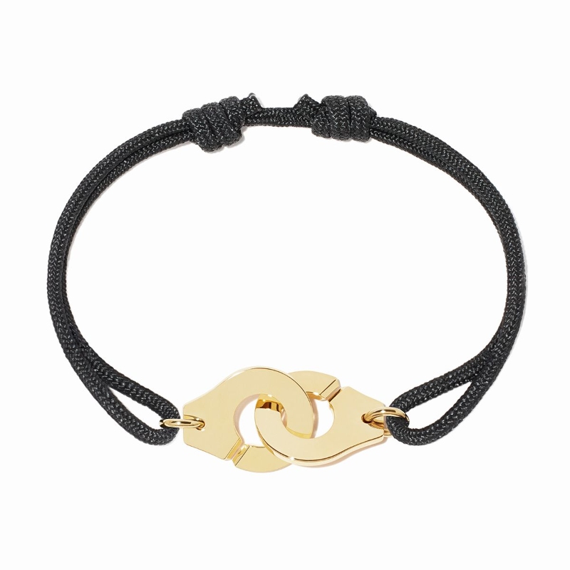 18K Yellow Gold Menottes Large Black Cord Bracelet