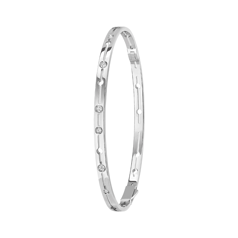 18K White Gold Pulse Small Bangle Bracelet