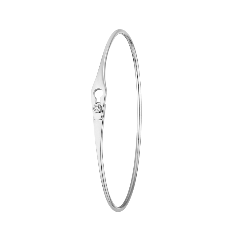 18K White Gold Rhodium Plated Serrure Jonc Bangle Bracelet