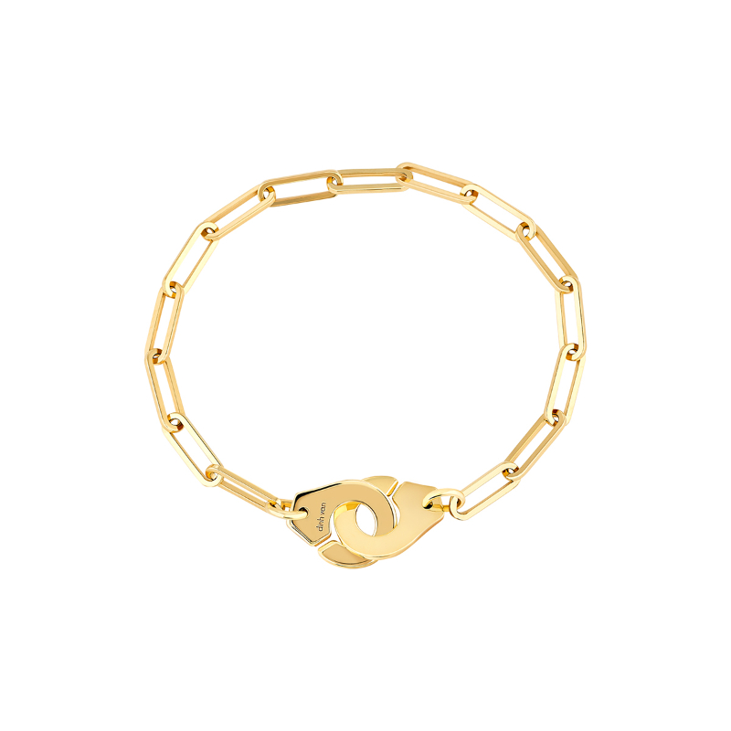 18K Yellow Gold Menottes R12 Interlocking Link Bracelet