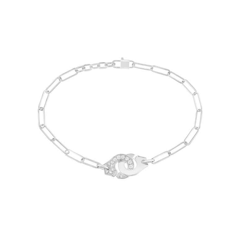 18K White Gold Rhodium Plated Menottes R10 Interlocking Chain Bracelet