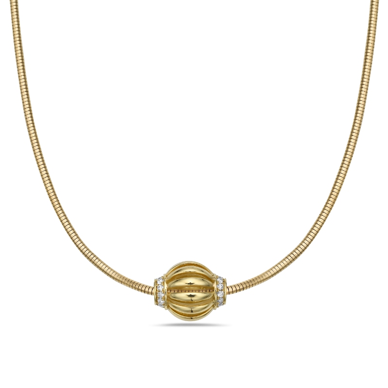 18K Yellow Gold Charles Krypell Gold Birdcage Rondel Pendant Necklace