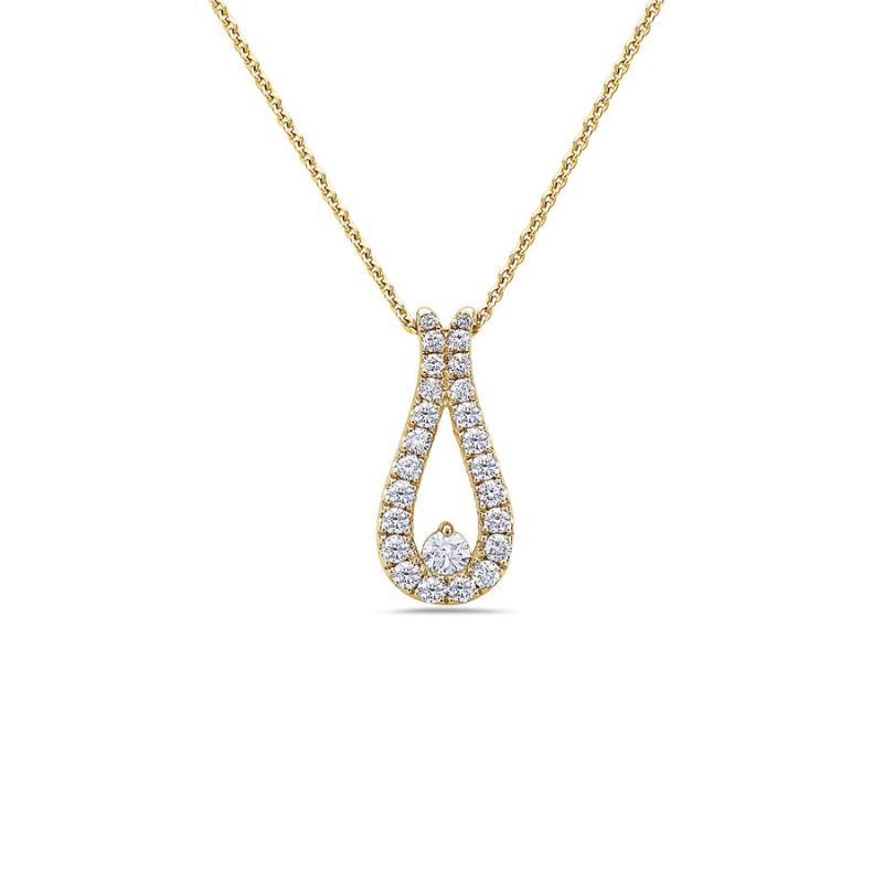 18K Yellow Gold Diamond Horseshoe Pendant Necklace