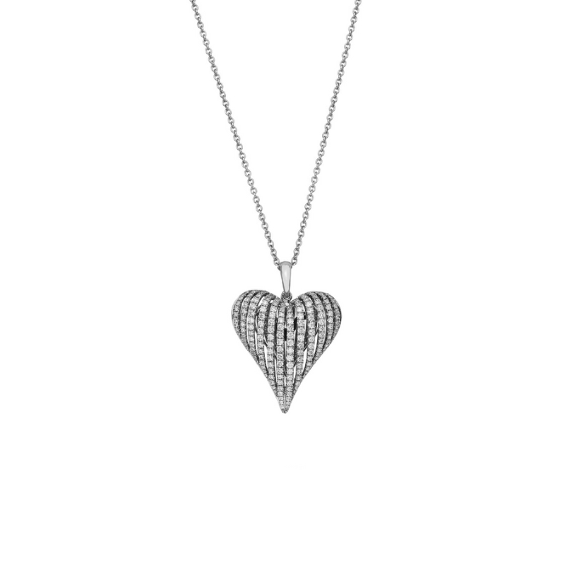 18K White Gold Rhodium Plated Precious Pastel 20Mm Small Angel Heart Pendant Necklace