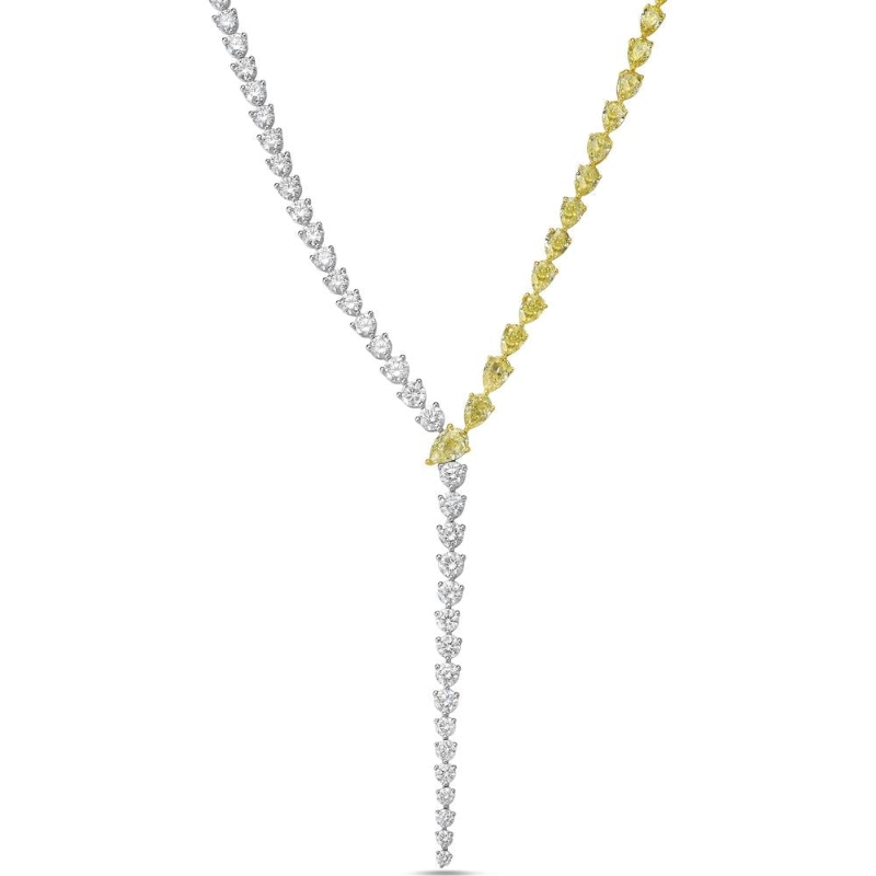 18K White Gold and 18K Yellow Gold Nachash Lariat Necklace