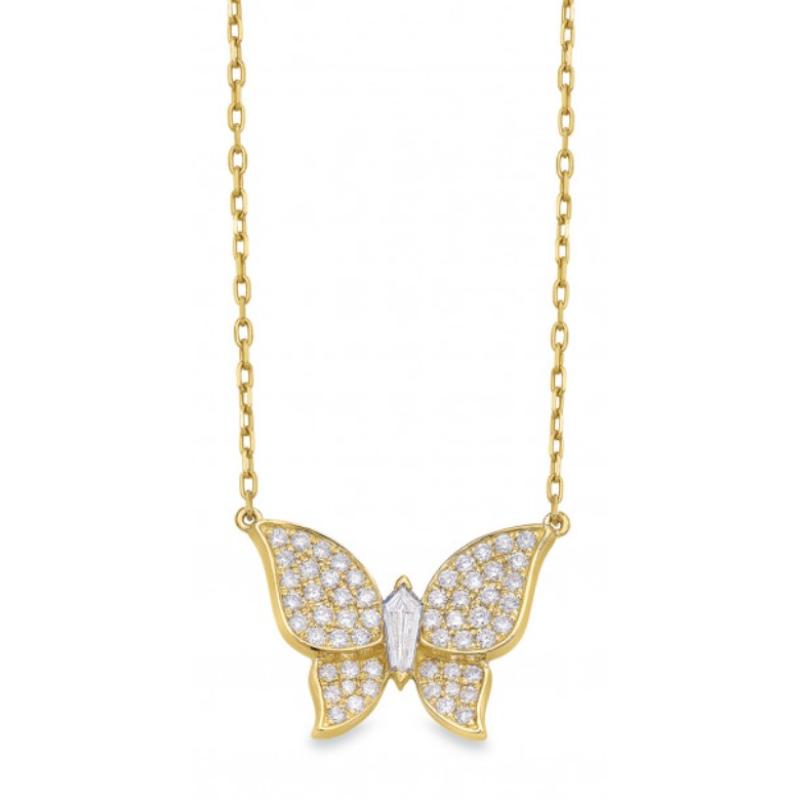 18K Yellow Gold Butterfly Pendant Necklace