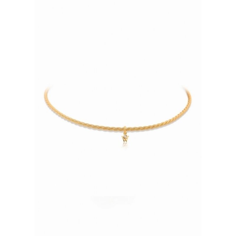 Wellendorff 18k yellow gold Rope silky necklace with a diamond weighing 0.01 carat total weight