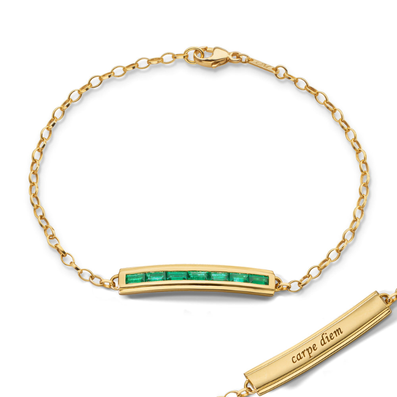Monica Rich Kosann 18K Yellow Gold Poesy Emerald "Carpe Diem" Bracelet