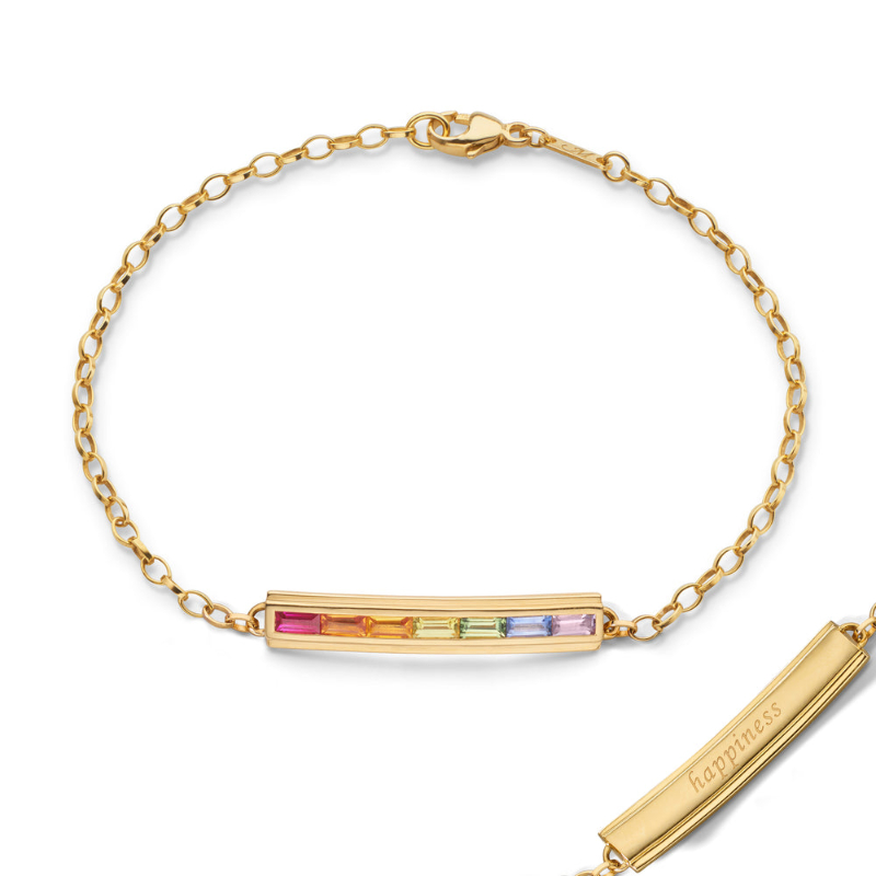 Monica Rich Kosann 18K Yellow Gold Poesy Rainbow Sapphire "Happiness" Bracelet