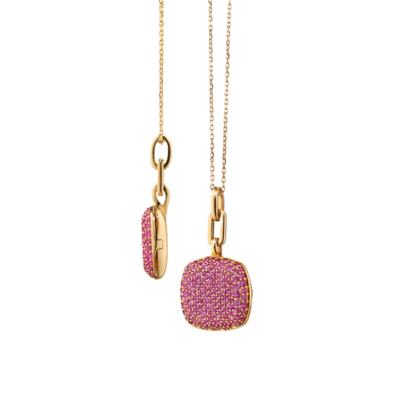 Monica Rich Kosann 18K Yellow Gold Slim Locket "Rae" Pendant Necklace
