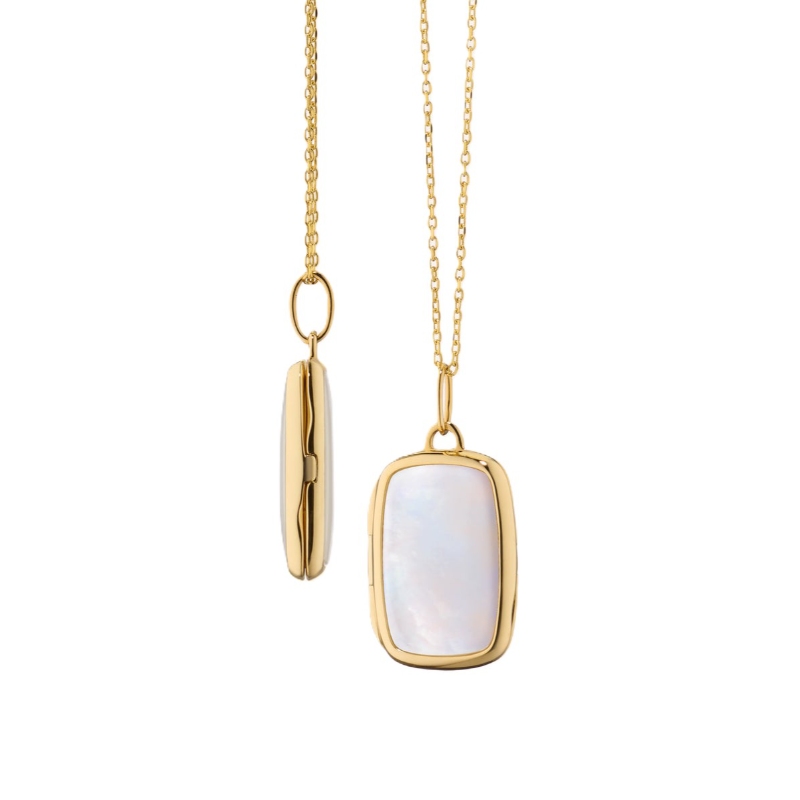 Monica Rich Kosann Slim Lockets "Britt" Rectangular Double Sided Locket Pendant Necklace