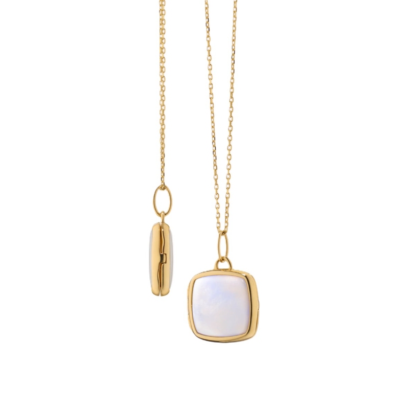 Monica Rich Kosann Slim Lockets "Viv" Cushion Double Sided Locket Pendant Necklace