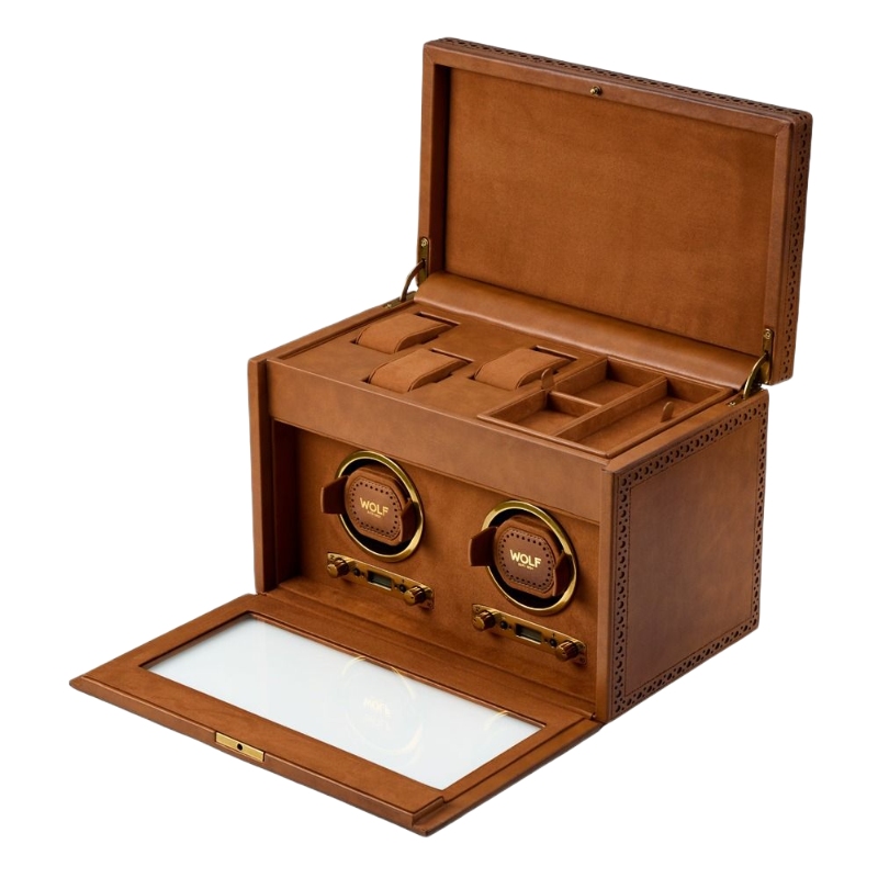 Wolf 1834 Brogue H Burnished Brown Double Winder