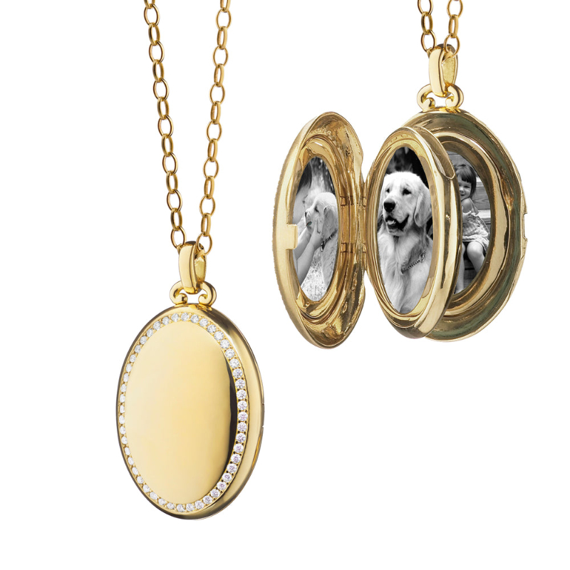 Monica Rich Kosann 18K Yellow Gold Premier 4 Image Diamond Locket