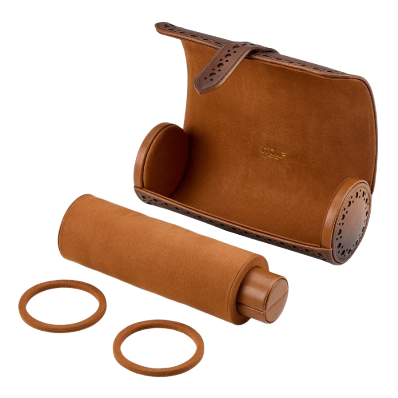 Wolf 1834 Brogue H Burnished Brown Triple Watch Roll