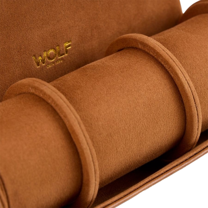 Wolf 1834 Brogue H Burnished Brown Triple Watch Roll