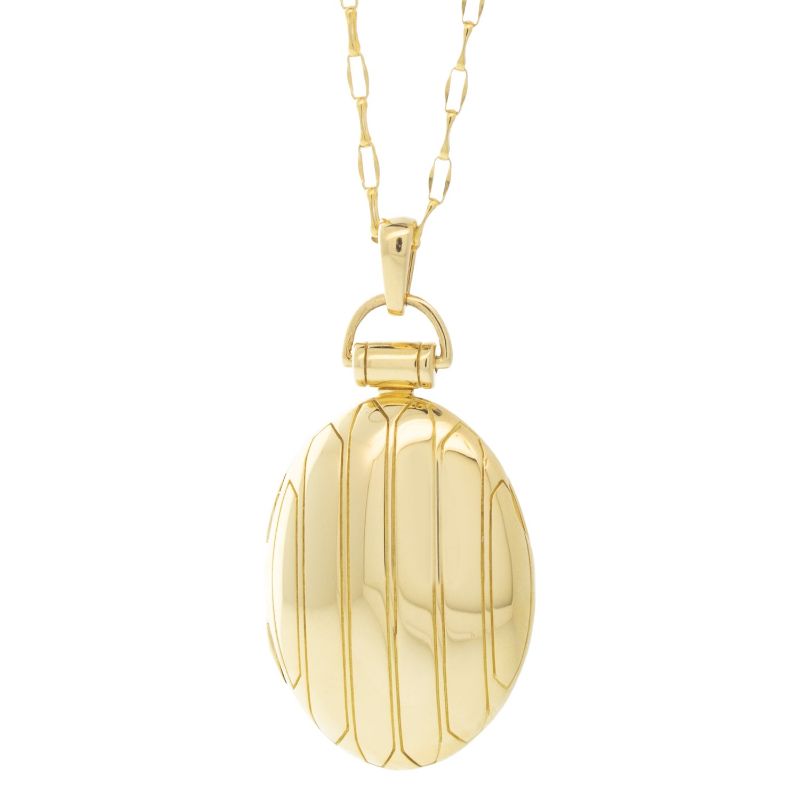 Monica Rich Kosann 18K Yellow Gold Large Pinstripe Locket Pendant
