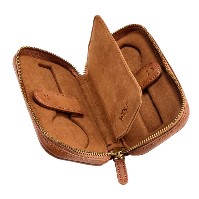Wolf 1834 Brogue Burnished Brown 2 Piece Watch Zip Case