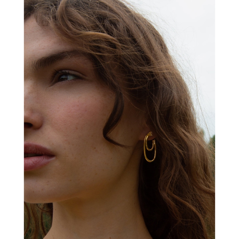 Monica Rich Kosann 18K Yellow Gold Sun, Moon and Stars Double Oval Galaxy Wrap Hoop Earrings