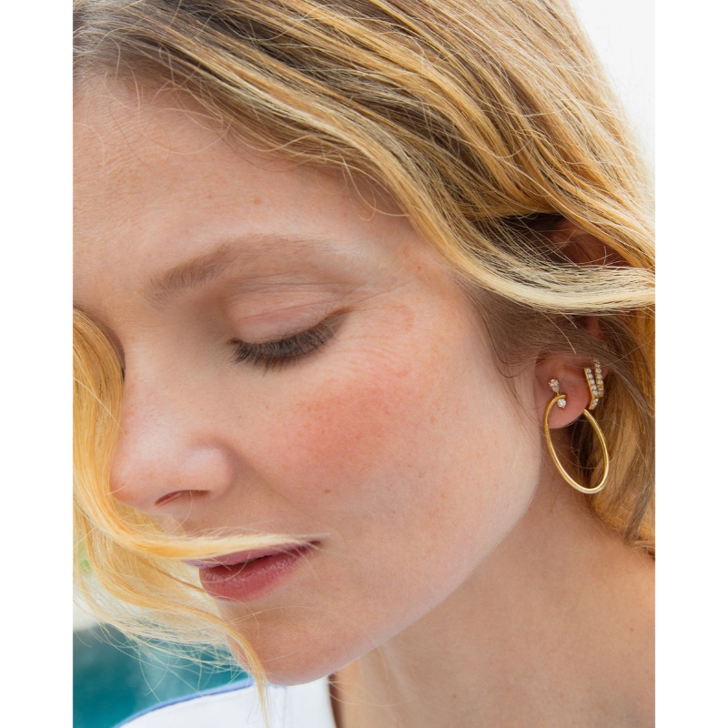 Monica Rich Kosann 18K Yellow Gold Sun, Moon and Stars Large Oval Galaxy Wrap Hoop Earrings