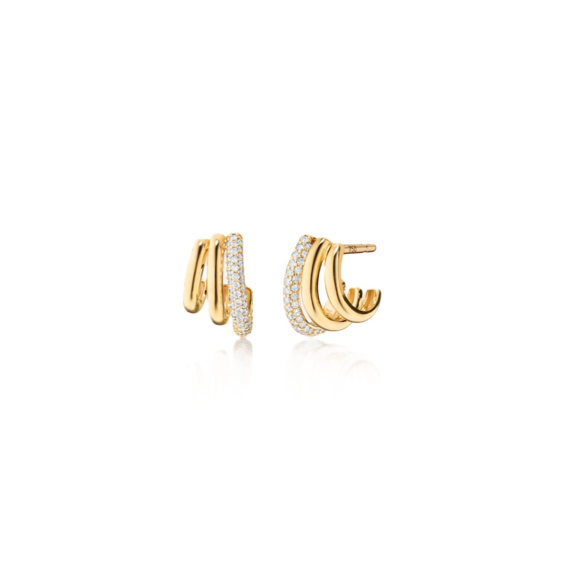 Monica Rich Kosann 18K Yellow Gold Sun, Moon and Stars "Rings of Saturn" Hoop Earrings