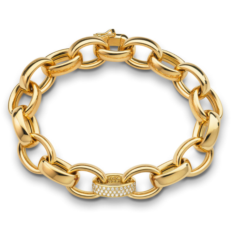 Monica Rich Kosann 18K Yellow Gold Marilyn Diamond Extra-Large Link Bracelet