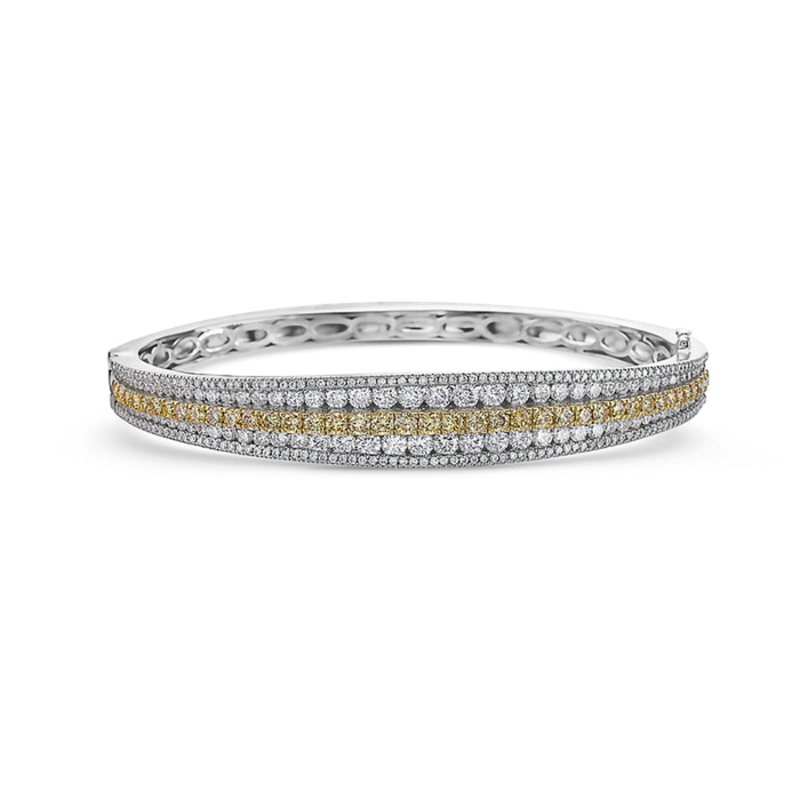 18K White Gold Rhodium Plated Diamond Saddle Bracelet