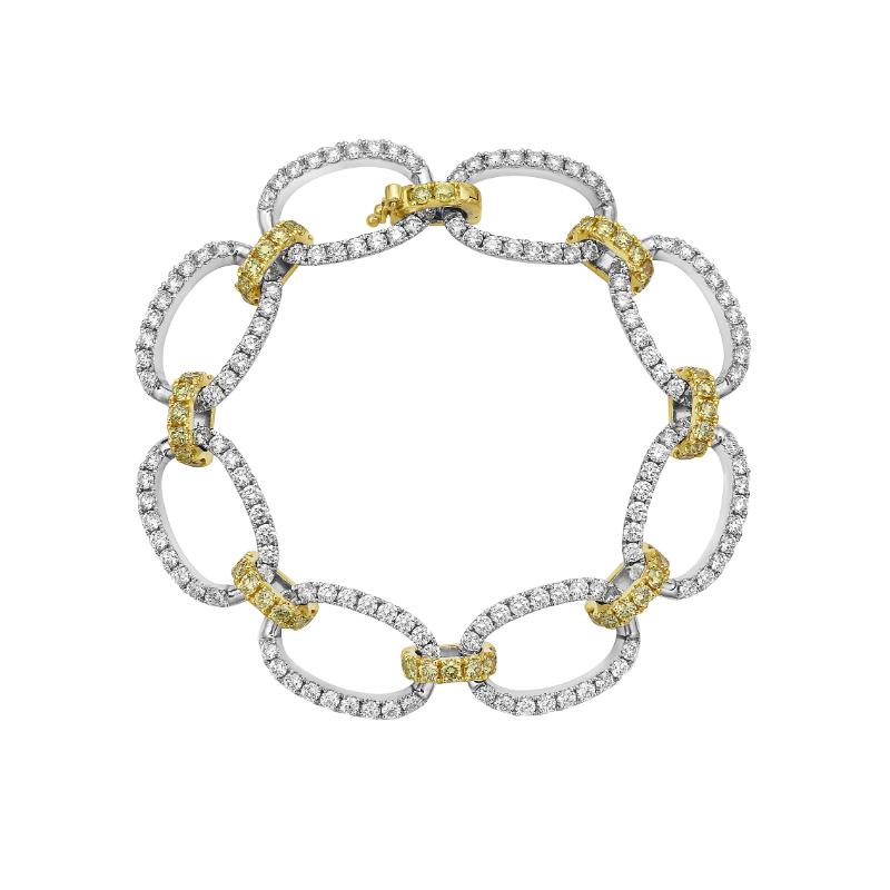 18K White Gold Rhodium Plated And 18K Yellow Gold Precious Pastel 8 Link Bracelet