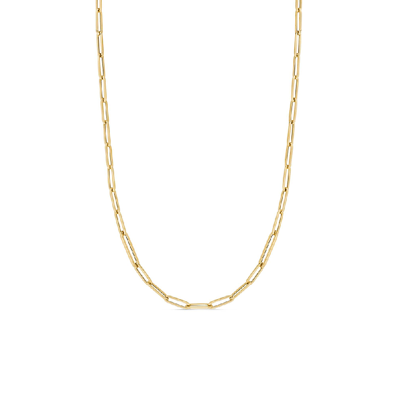 Roberto Coin 18K yellow gold Designer Gold alternating size paperclip link chain, 34"