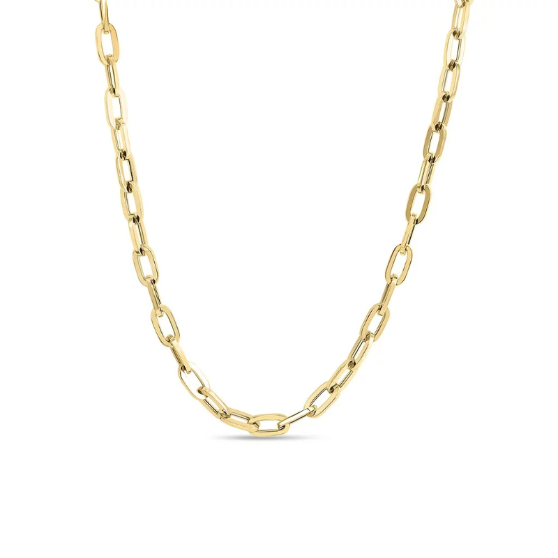Roberto Coin 18K Yellow Gold Designer Gold Heavy Gauge Paperclip Link Chain Necklace