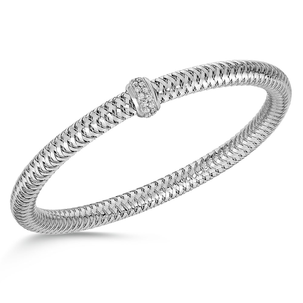 Roberto Coin 18K white gold Primavera flexible diamond bangle bracelet with diamonds weighing 0.22 carat total weight